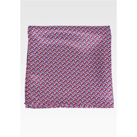 Burgundy Pocket Square with Martini Glasses