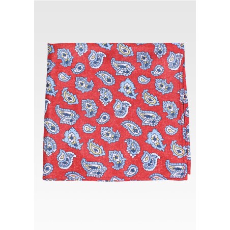 Paisley Print Hanky in Reds and Grey