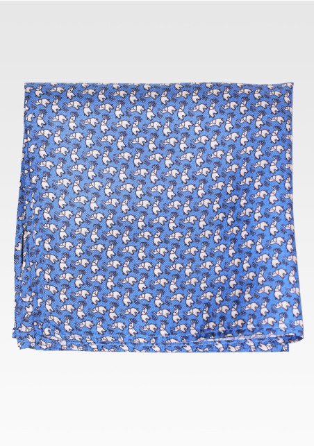 Tiny Elephant Print Pocket Square in Silk