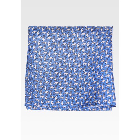 Tiny Elephant Print Pocket Square in Silk