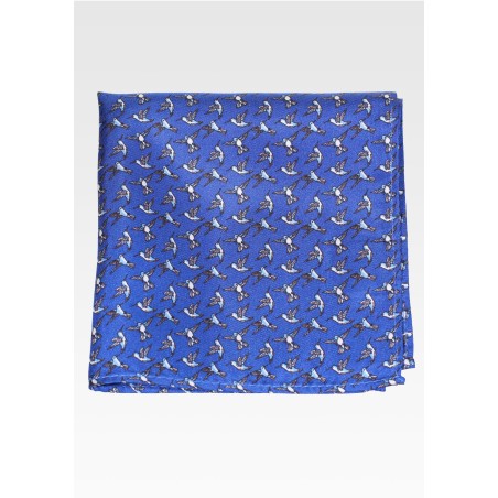 Printed Silk Pocket Square with Hummingbirds