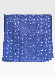 Printed Silk Pocket Square with Hummingbirds