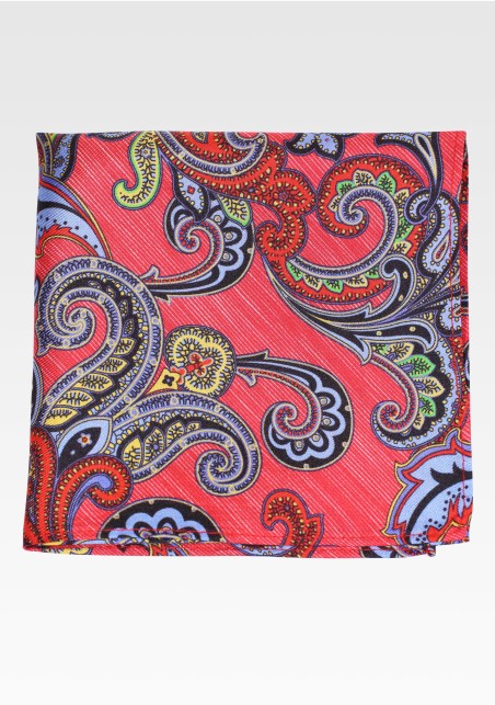 Designer Paisley Stripe Hanky in Reds