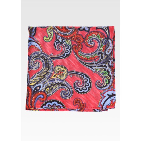 Designer Paisley Stripe Hanky in Reds