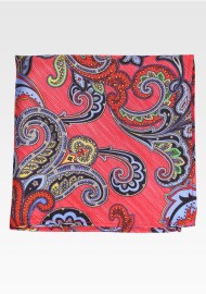 Designer Paisley Stripe Hanky in Reds