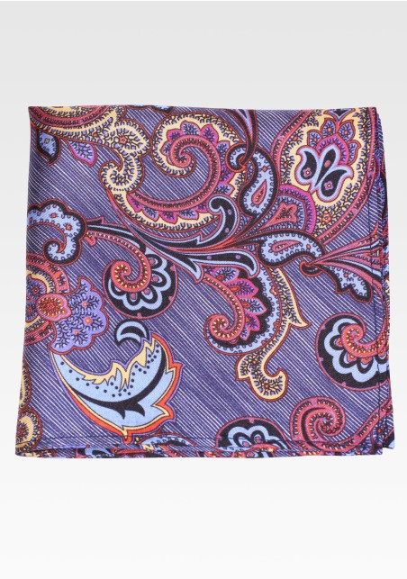 Striped Paisley Hanky in Blues