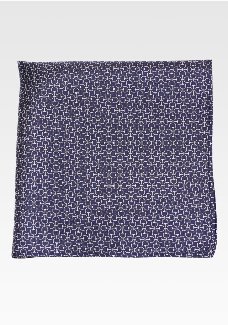 Designer Silk Hanky in Navy with Stirup Print