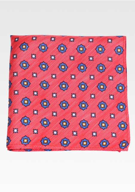 Preppy Designer Silk Hanky in Red and Blue