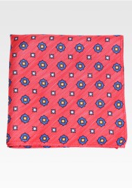 Preppy Designer Silk Hanky in Red and Blue