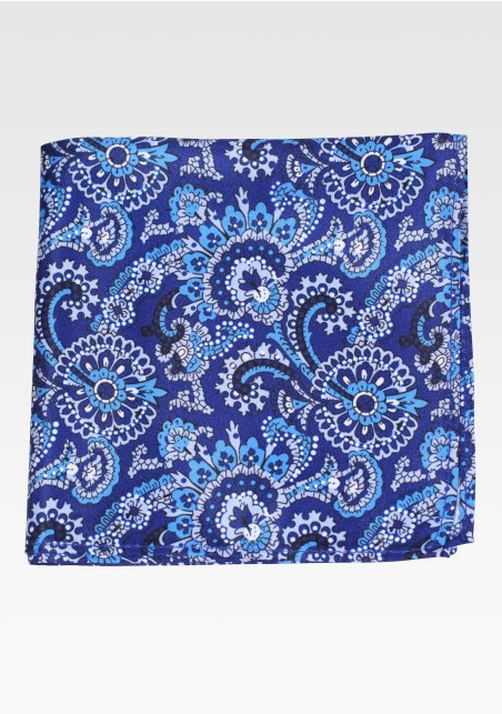 Intricate Paisley Print Hanky in Blues