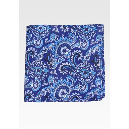 Intricate Paisley Print Hanky in Blues