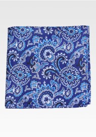 Intricate Paisley Print Hanky in Blues