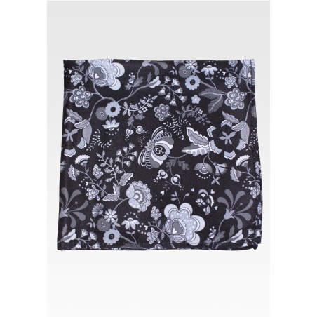 Black and Silver Paisley Hanky