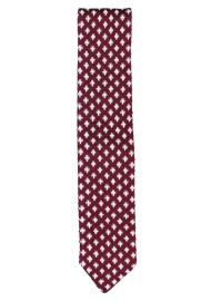 Fleur De Lis Silk Knit Tie in Burgundy;  Tip of Tie