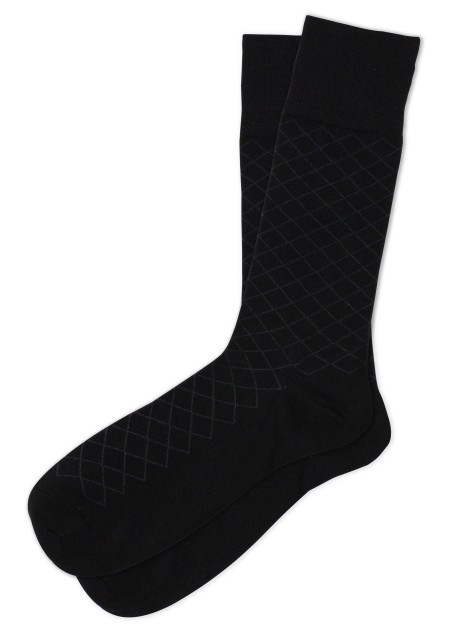 Black Window Pane Check Socks