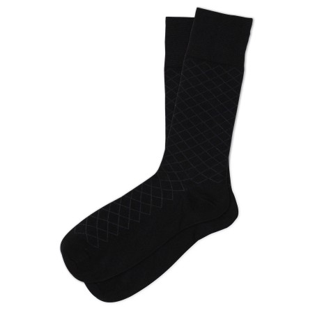 Black Window Pane Check Socks