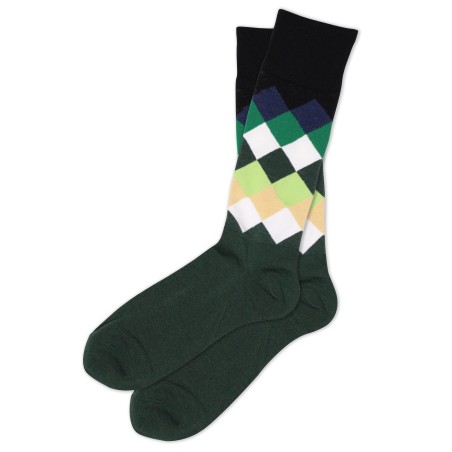 Diamond Check Dress Socks in Green