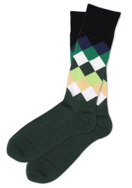 Diamond Check Dress Socks in Green
