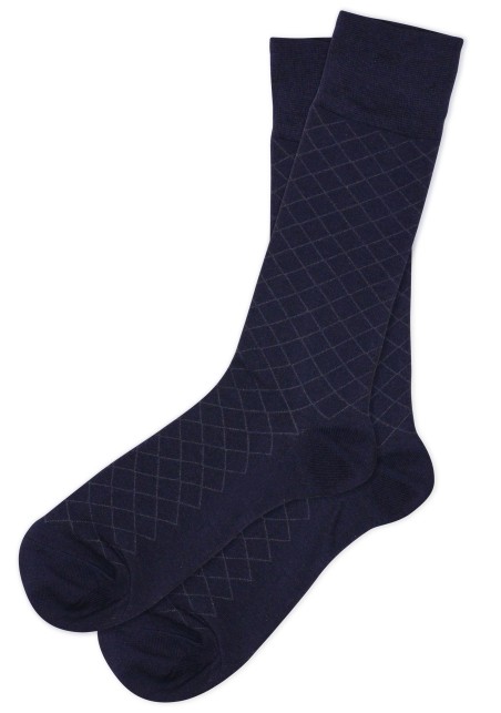 Dark Navy Window Pane Check Socks