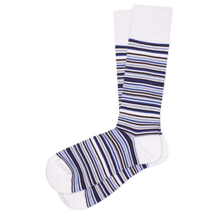Colorful Micro Stripe Dress Socks, Blue, Brown and White