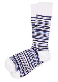 Colorful Micro Stripe Dress Socks, Blue, Brown and White