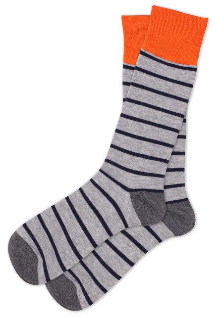 Navy and Gray Striped Dress Socks
