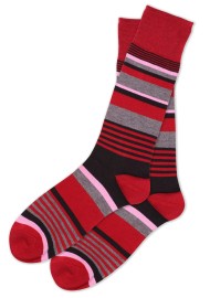 Gray and Burgundy Striped Dress Socks