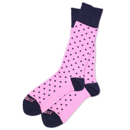 Pink and Navy Star Design Socks