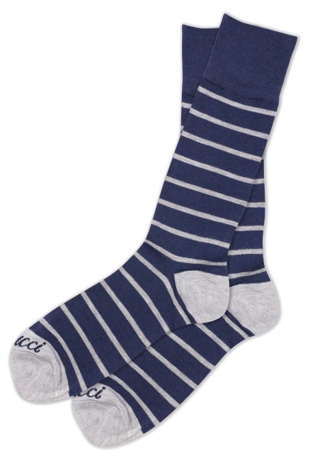 Navy and Gray Striped Dress Socks