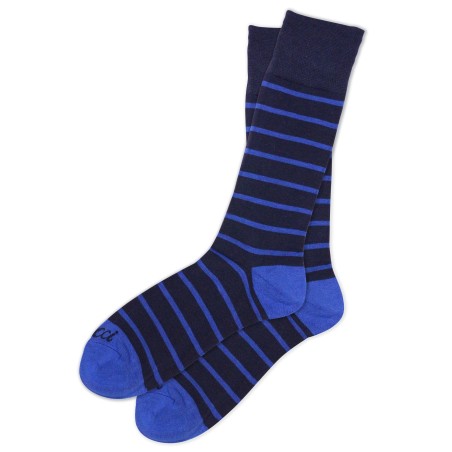 Navy Socks with Light Blue Stripes