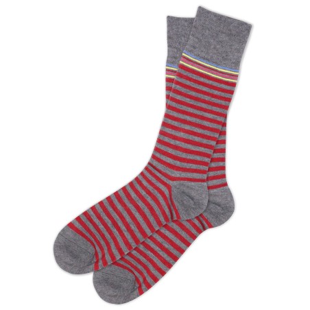 Gray Red Striped Dress Socks
