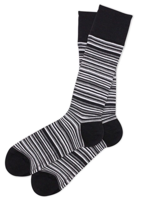 Micro Stripe Sock in Black and Gray