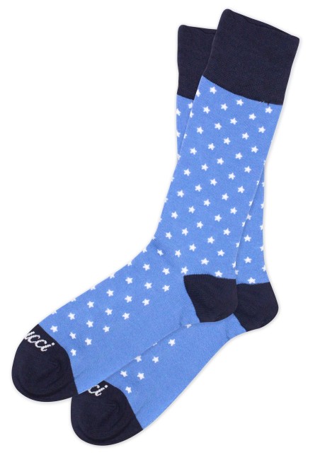 Star Design Dress Socks in French Blue