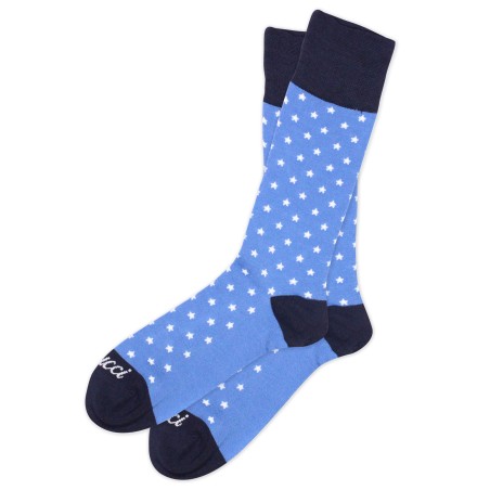 Star Design Dress Socks in French Blue