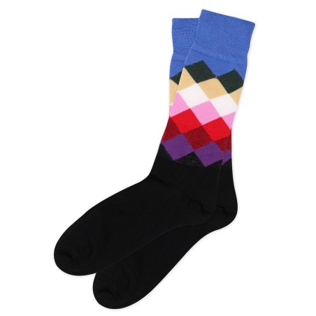 Diamond Check Socks in Pink, Turquoise, Brown, Purple
