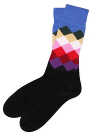 Diamond Check Socks in Pink, Turquoise, Brown, Purple