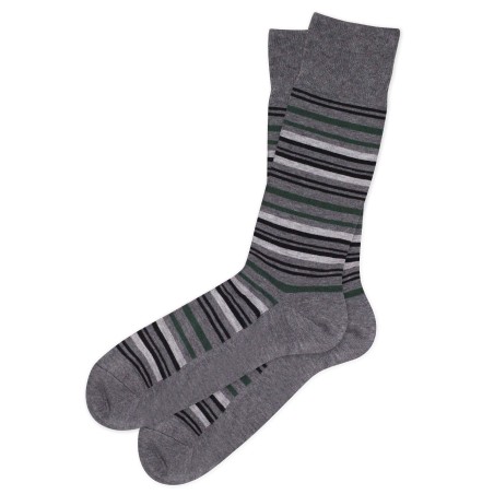 Gray and Dark Green Striped Dress Socks