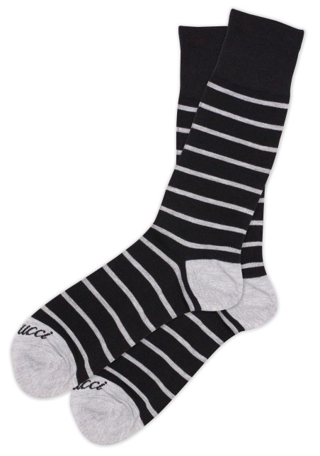 Black with Grey Striped Socks