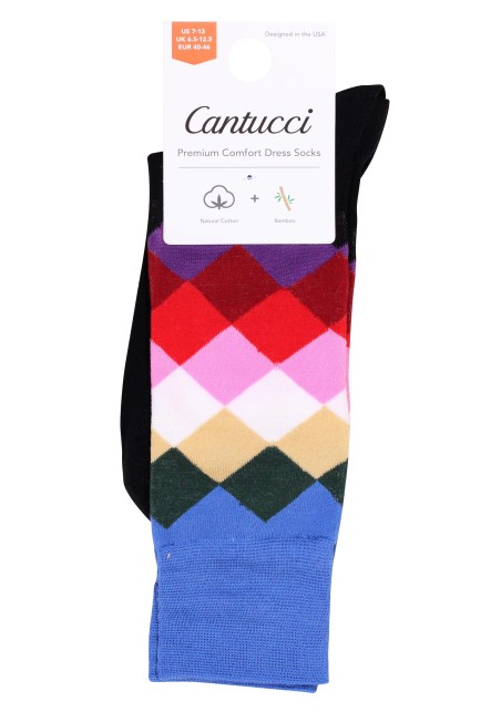 Diamond Check Socks in Pink, Turquoise, Brown, Purple Packaging