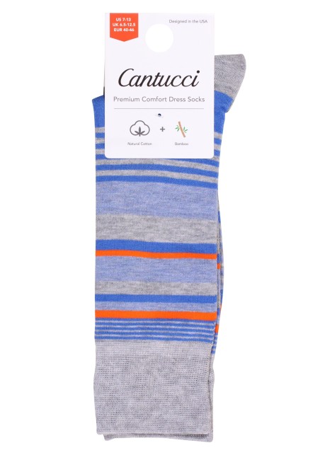 Striped Socks in Orange, Gray, Navy Packaging