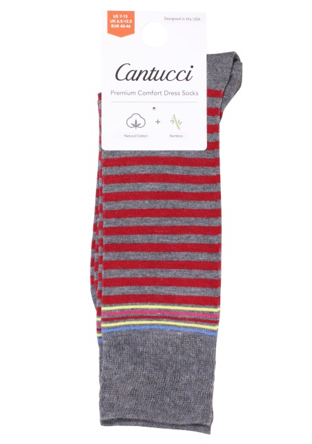 Gray Red Striped Dress Socks Packaging