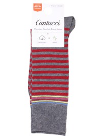 Gray Red Striped Dress Socks Packaging