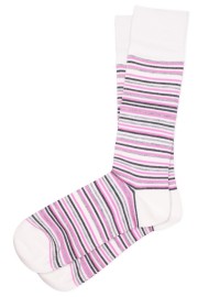 Micro Stripe Socks in White, pink and Beige
