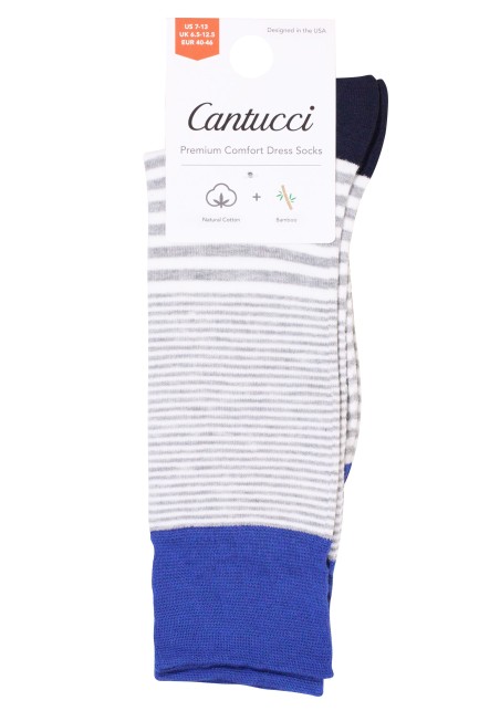 Gray, White, Blue Striped Socks Packaging