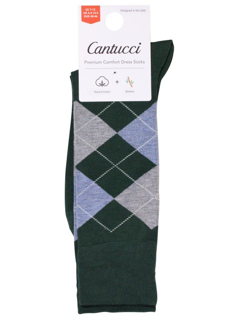 Argyle Check Dress Socks in Navy, Sage, Hunter Packaging