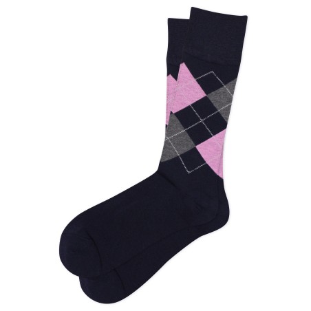Argyle Check Dress Socks in Pink and Navy