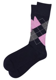 Argyle Check Dress Socks in Pink and Navy
