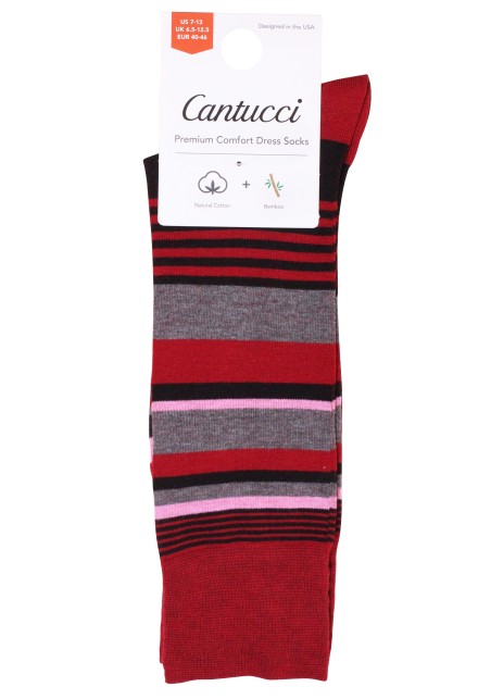 Gray and Burgundy Striped Dress Socks Packaging