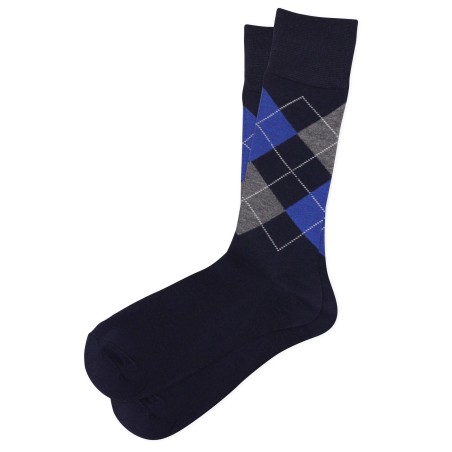 Argyle Check Dress Socks in Blue and Gray