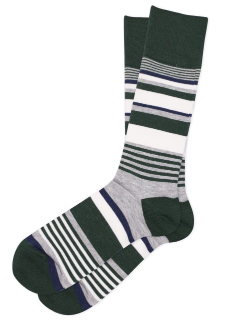 Gray, Navy, Green Striped Socks